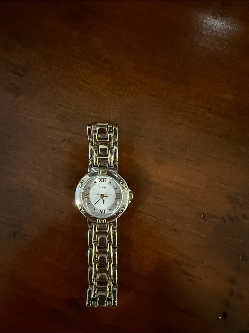 GUESS Women's Gold-Link Bracelet Watch with Silver Dial